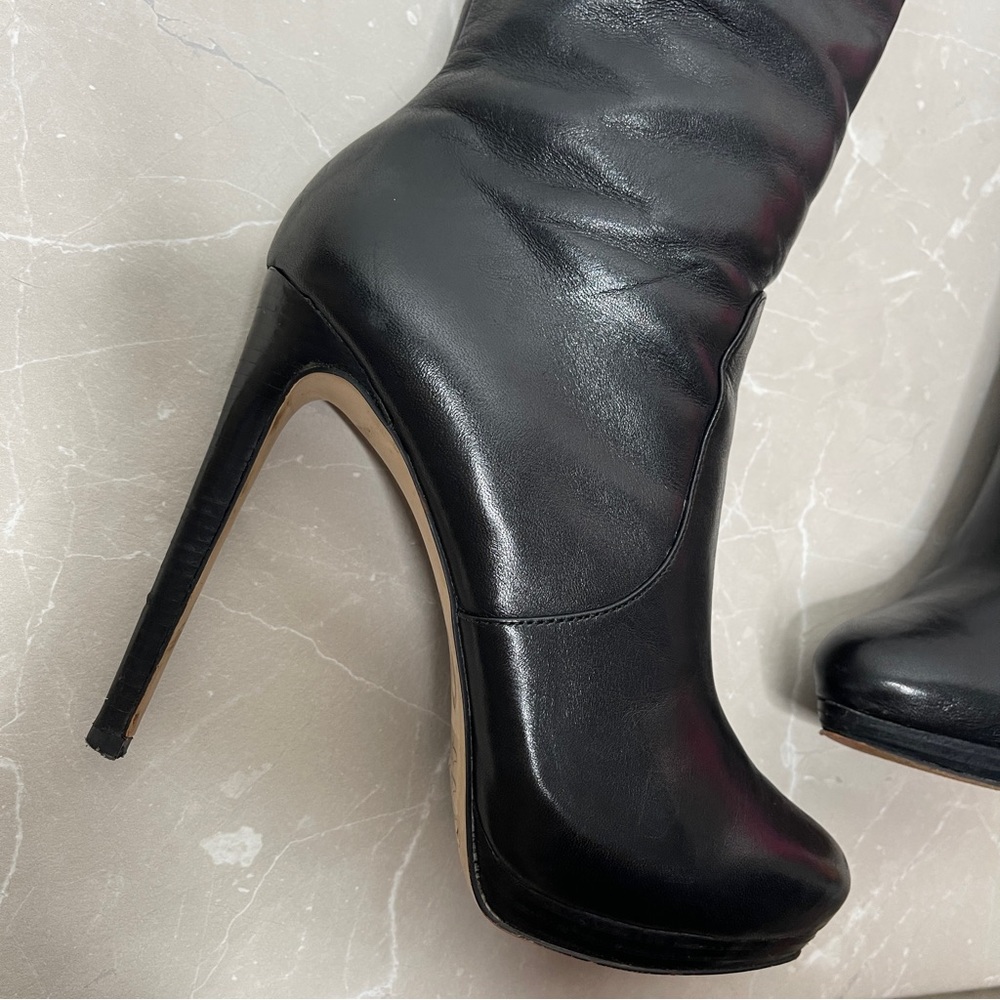Michael Kors Black Leather Caroline Tall Boots With Box - Picture 5 of 16